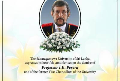 Our Deepest Sympathies on Professor I.K. Perera's Passing