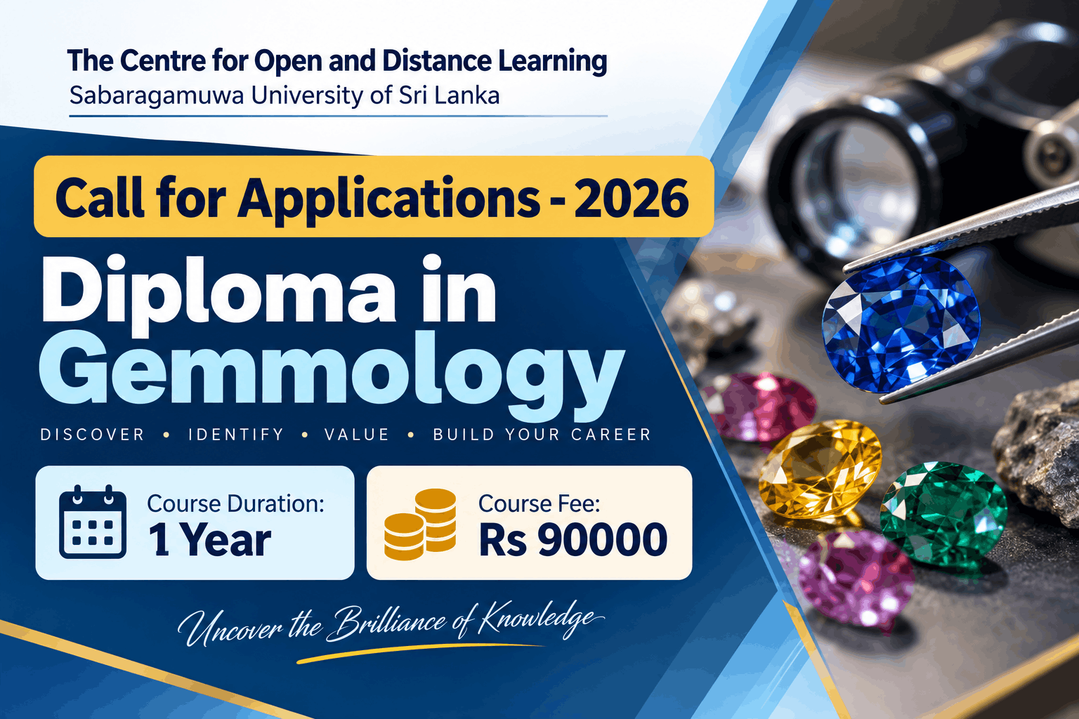 Call for Application 2026 - Diploma in Gemmology