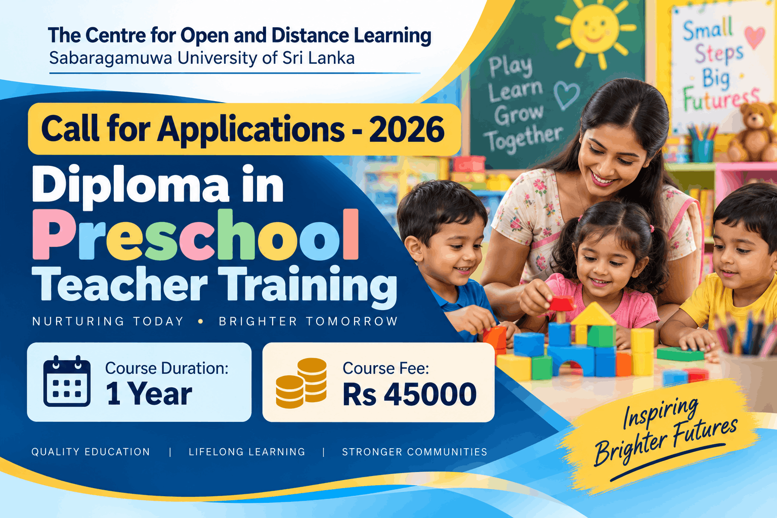 Call for Application 2026 - Diploma in Preschool Teachers Training
