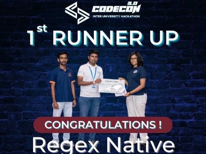 Team Regex Native - First Runner Up at Codecon 3.0