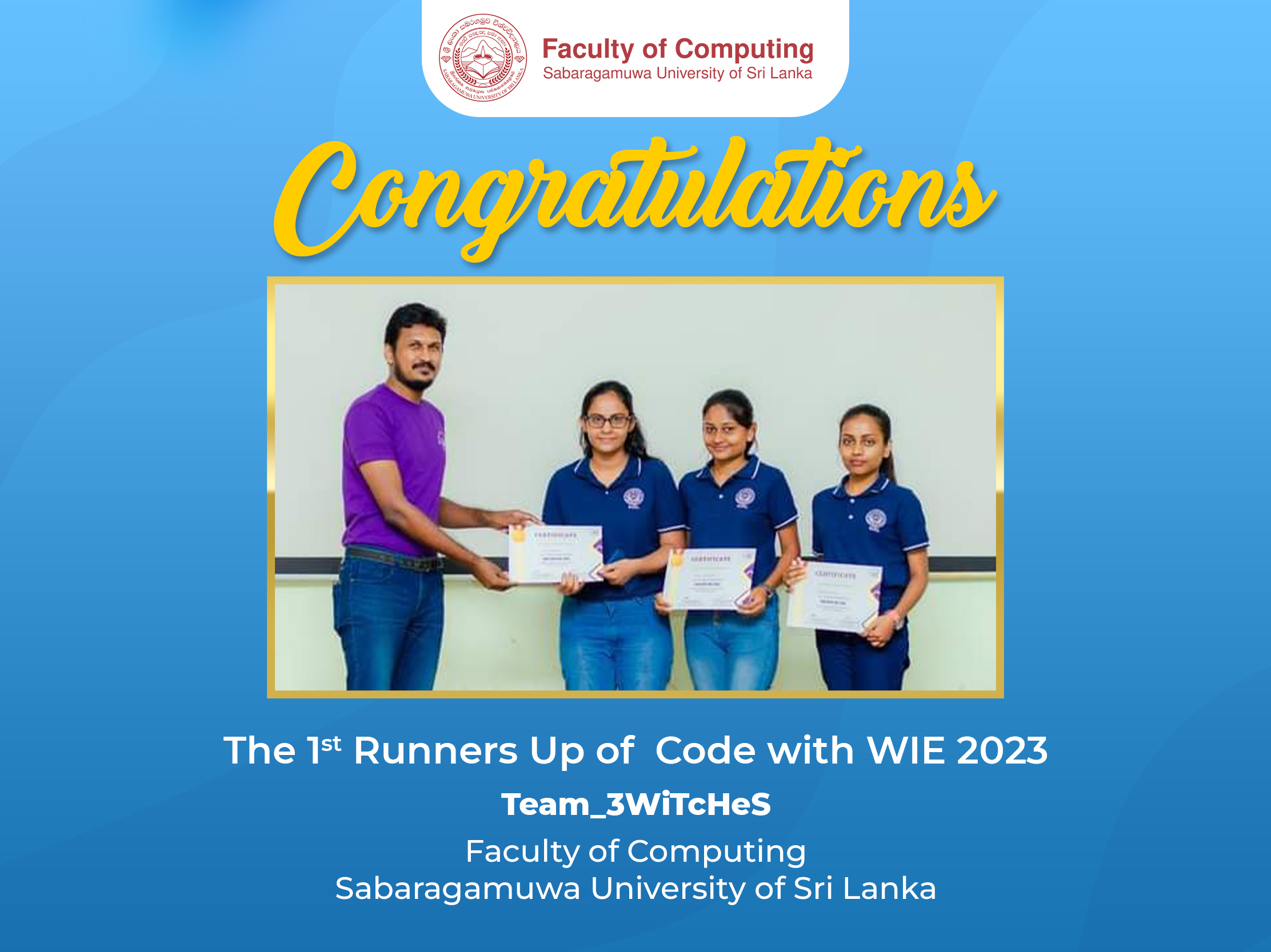 Team 3WiTcHeS - First Runners Up of Code with WIE 2023