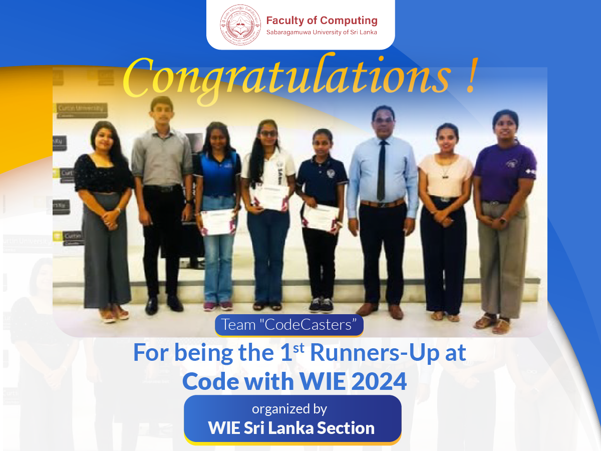 Congratulations to Team "CodeCasters" – 1st Runners-Up at Code with WIE 2024! 