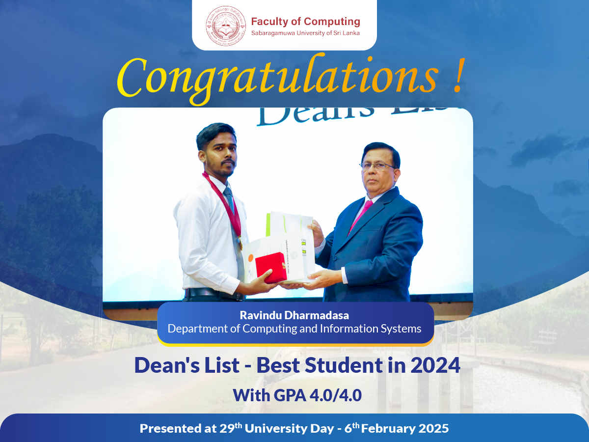 Congratulations to Ravindu Sandaruwa Dharmadasa for Your Outstanding Academic Achievement!