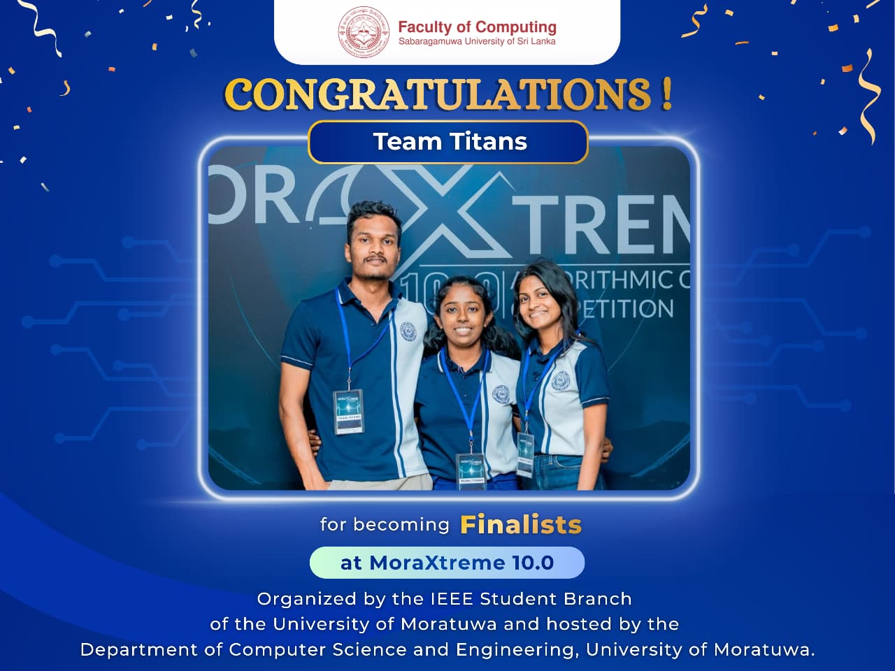 Congratulations to Team Titans- Finalists at MoraXtreme 10.0