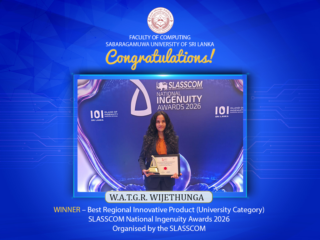 Congratulations on Winning Best Regional Innovative Product – University Category at SLASSCOM National Ingenuity Awards 2026!