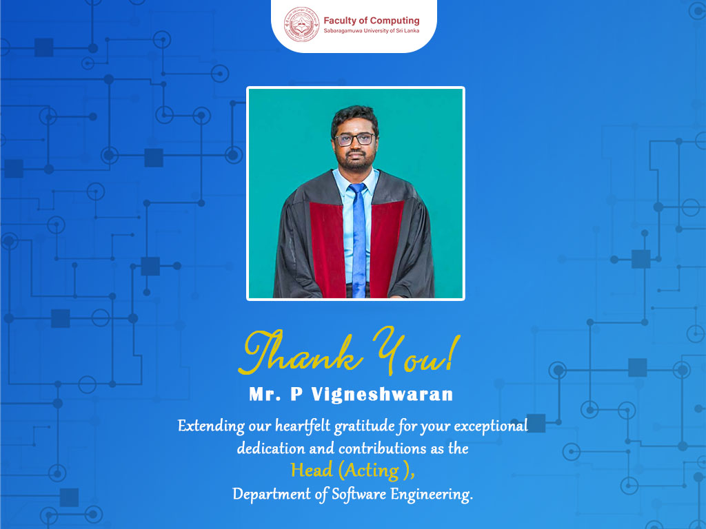 Mr. P. Vigneshwaran, Thank You for Your Exceptional Service 
