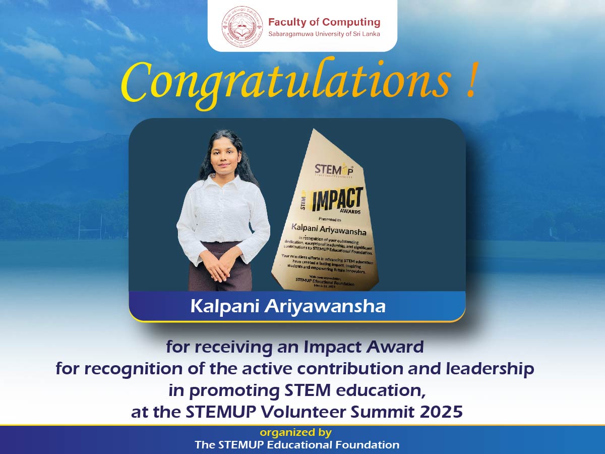Congratulations Kalpani Ariyawansa for Your Remarkable Achievement