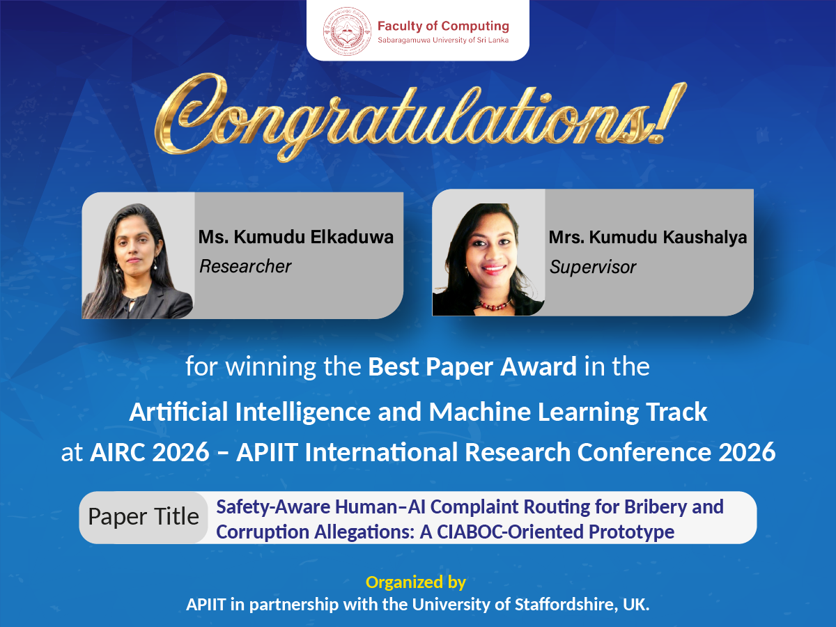 Outstanding Research Achievement – Best Research Paper Award at AIRC 2026!