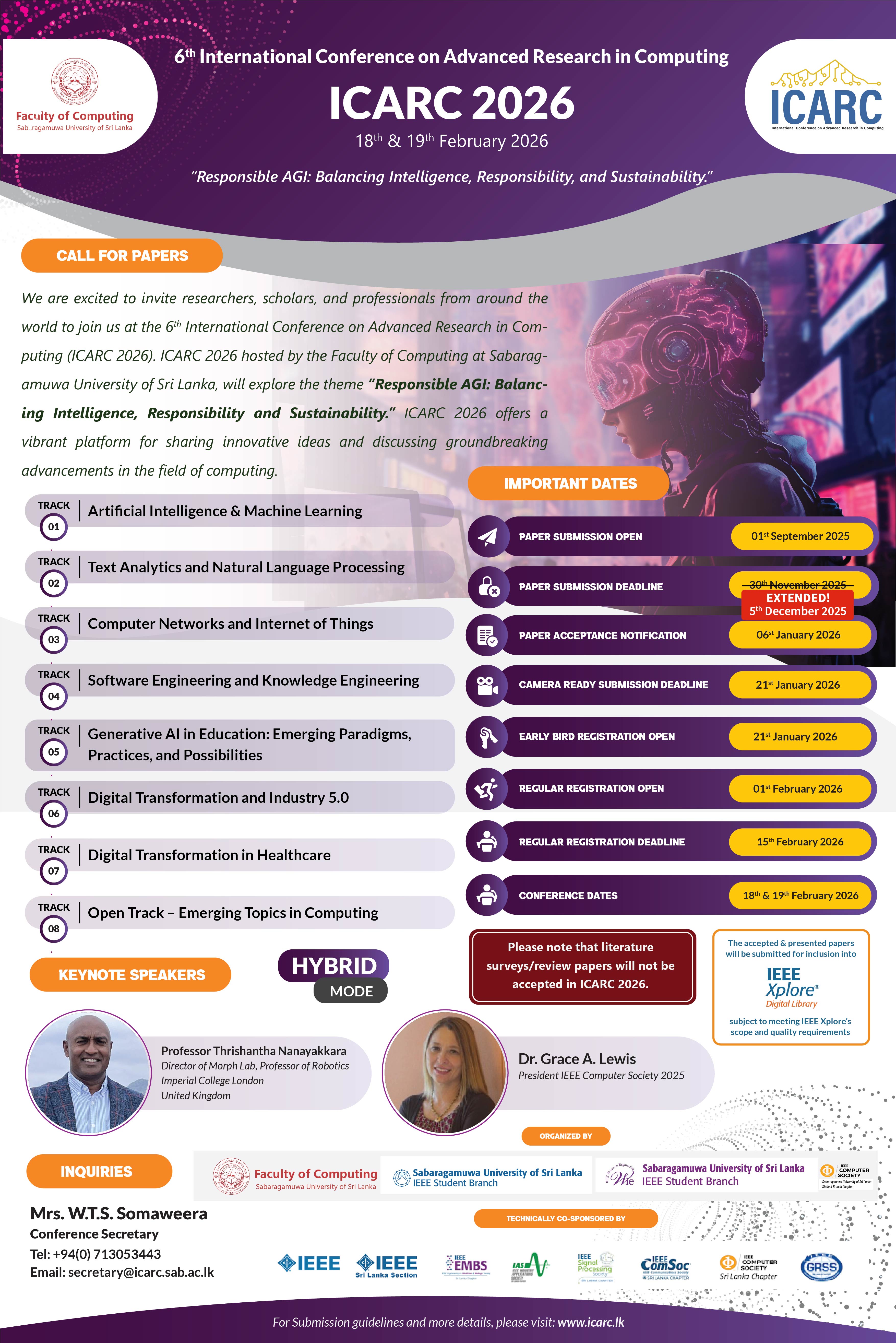 Paper Submission Deadline for ICARC 2026- EXTENDED!