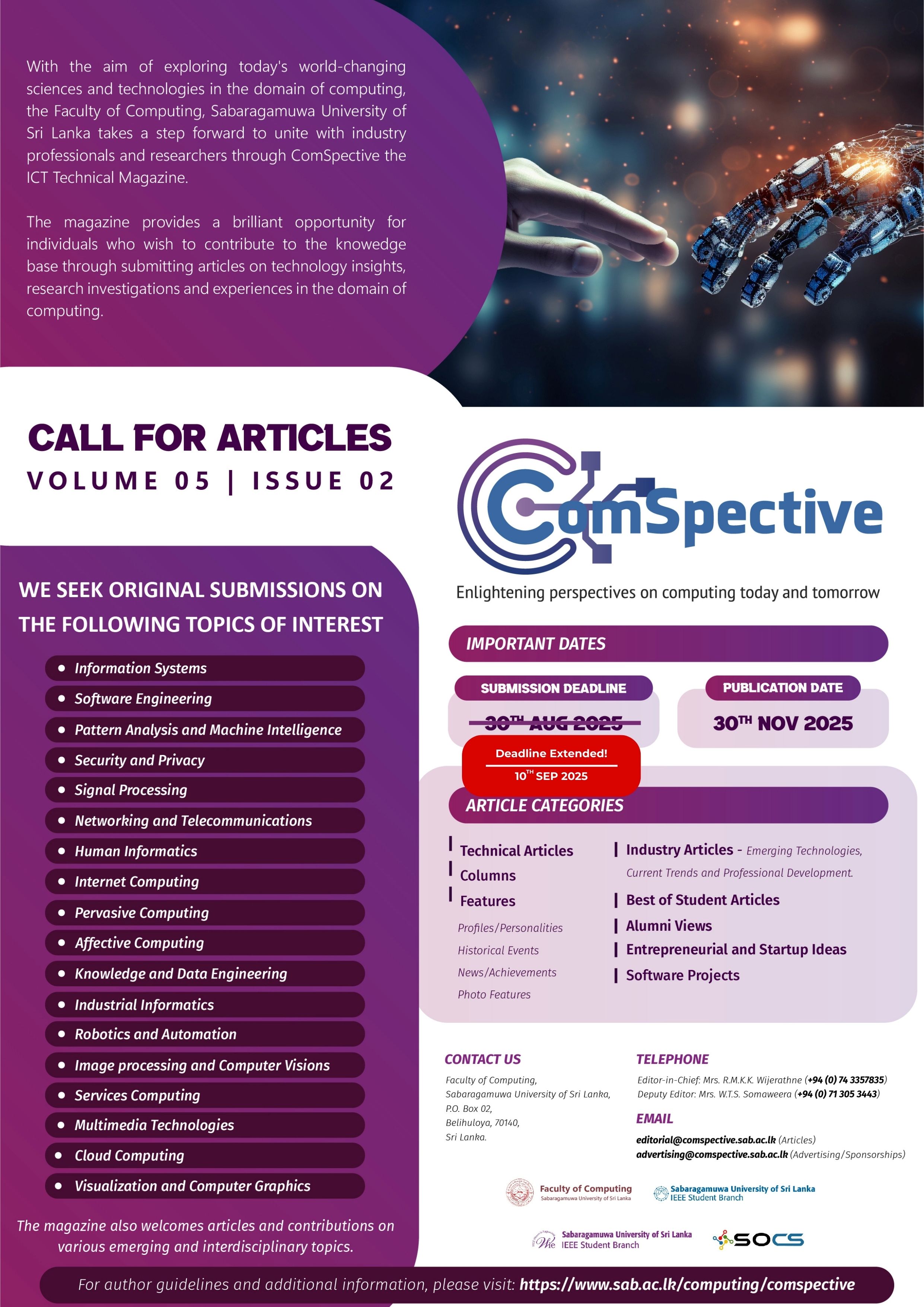 ComSpective Volume 05 Issue 02: Article Submission Deadline Extended! ComSpective Volume 05 Issue 02: Article Submission Deadline Extended!
