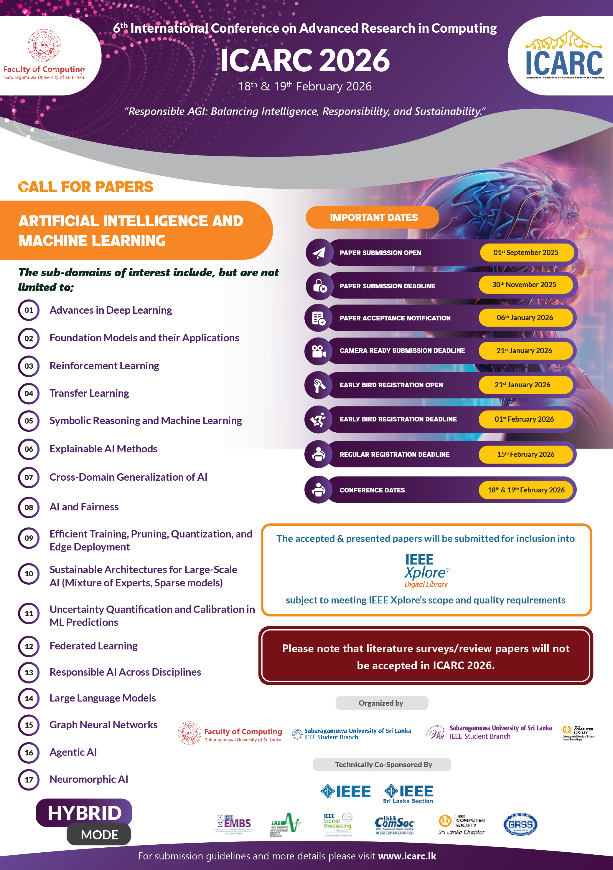ICARC2026 Call for Papers - Artificial Intelligence and Machine Learning Track