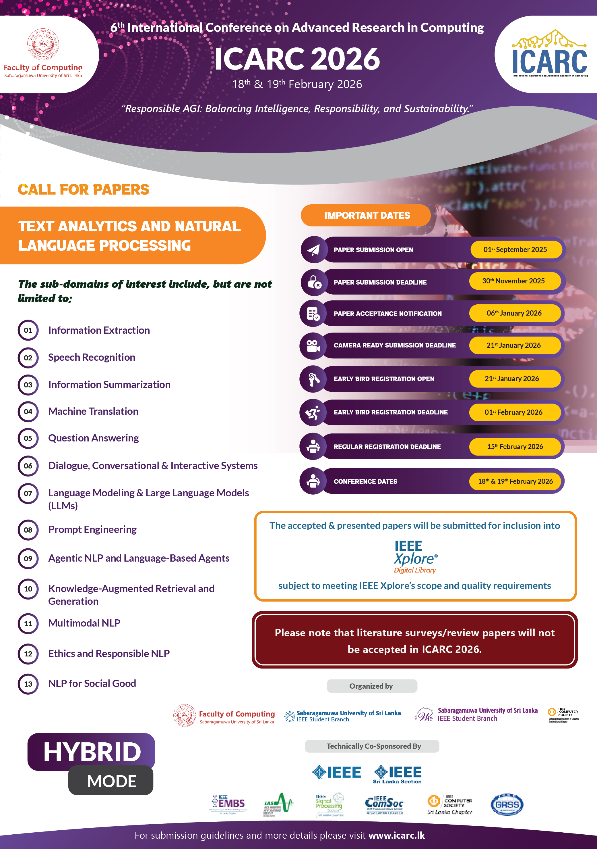 Call for Papers - Text Analytics and Natural Language Processing Track Call for Papers - Text Analytics and Natural Language Processing Track
