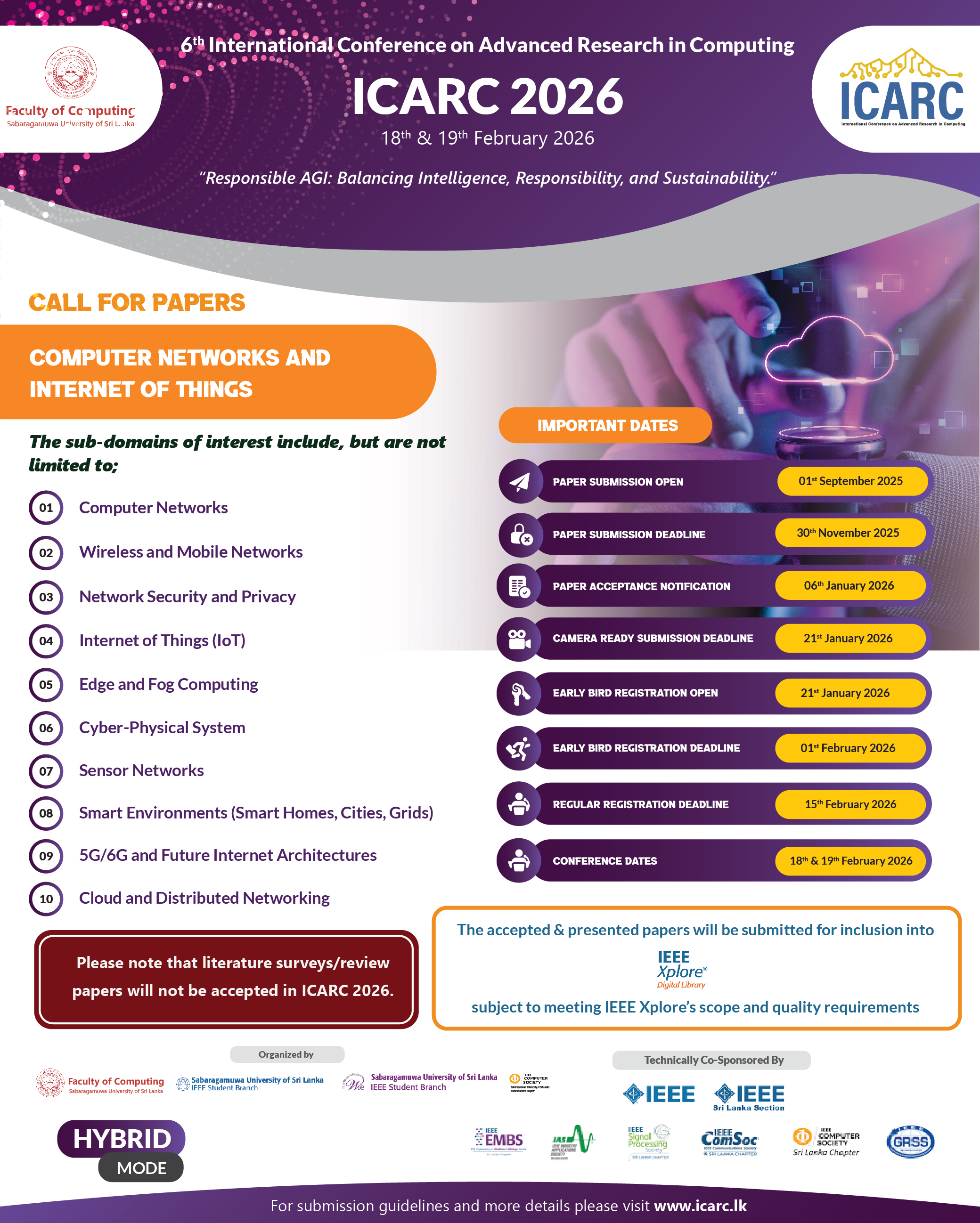 Call for Papers - Computer Networks & Internet of Things Track Call for Papers - Computer Networks & Internet of Things Track
