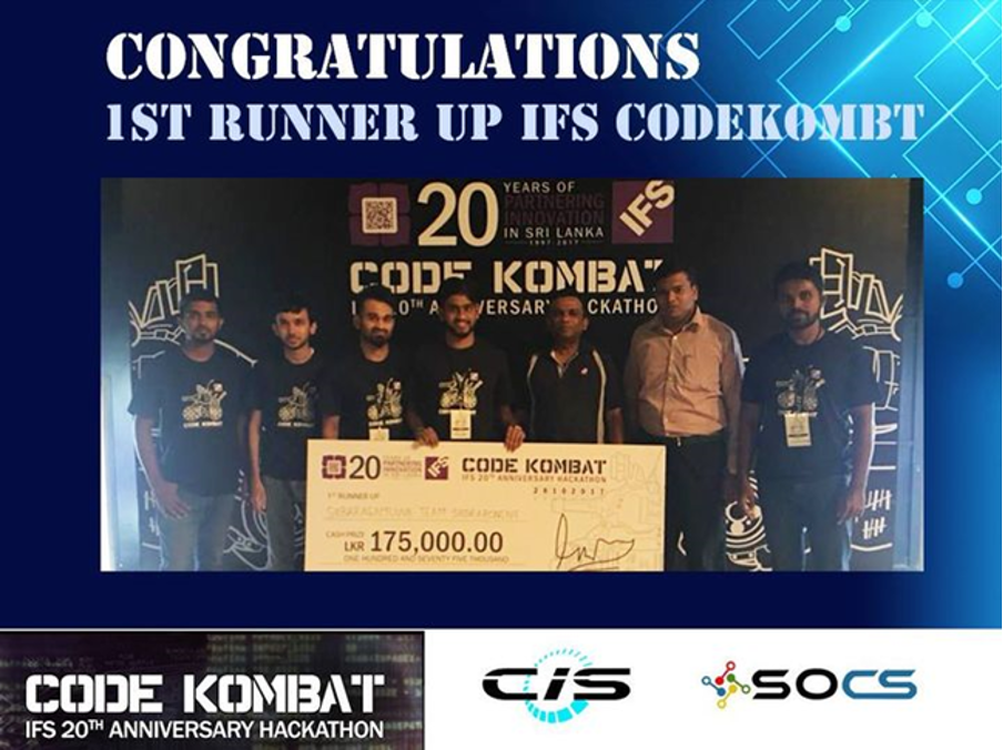 First Runners Up at IFS Code Kombat 2017