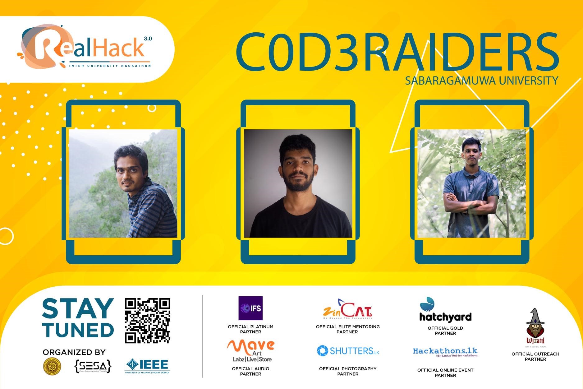 Team C0D3RAIDERS - Finalists at RealHack 3.0