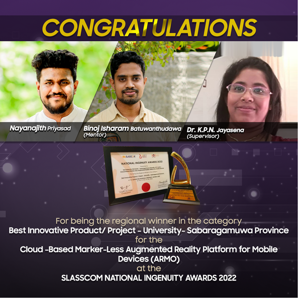 ARMO  - Best Innovative Product/Project (University - Sabaragamuwa Province)