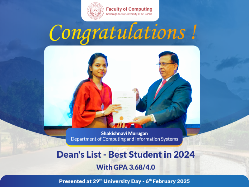 Celebrating Excellence Shakishnavi Murugan Receives Dean's List Medal for Outstanding Academic Achievement!