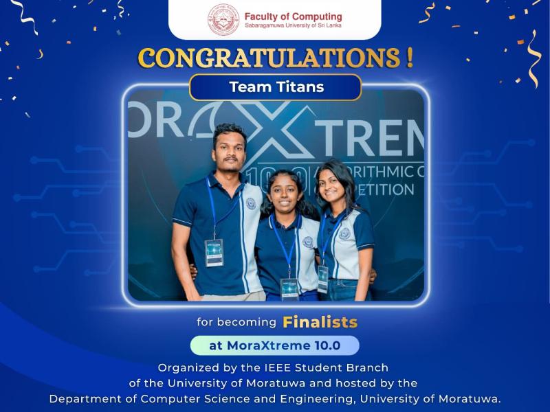 Congratulations to Team Titans- Finalists at MoraXtreme 10.0