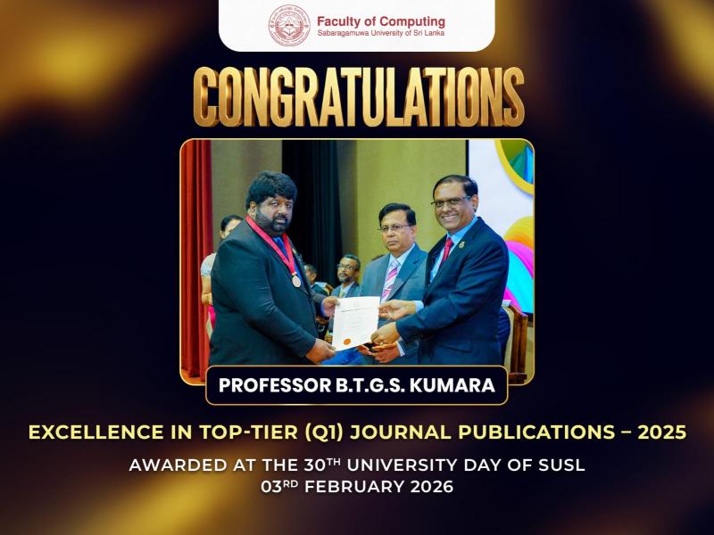 Congratulations, Prof. B.T.G.S. Kumara!