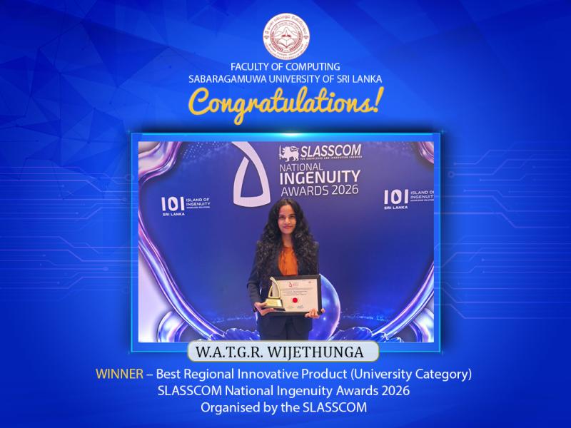 Congratulations on Winning Best Regional Innovative Product – University Category at SLASSCOM National Ingenuity Awards 2026!