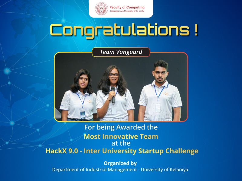 “Team Vanguard” wins the “Most Innovative Team” Award at hackX 9.0!