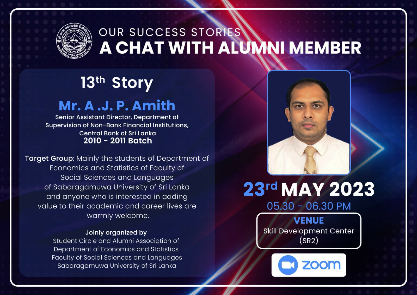 13th Story - Mr. A.J.P. Amith (2010/2011 Batch)