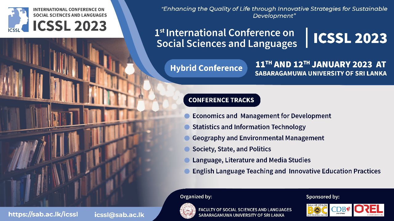 1st International Conference on Social Sciences and Languages (ICSSL) 2023