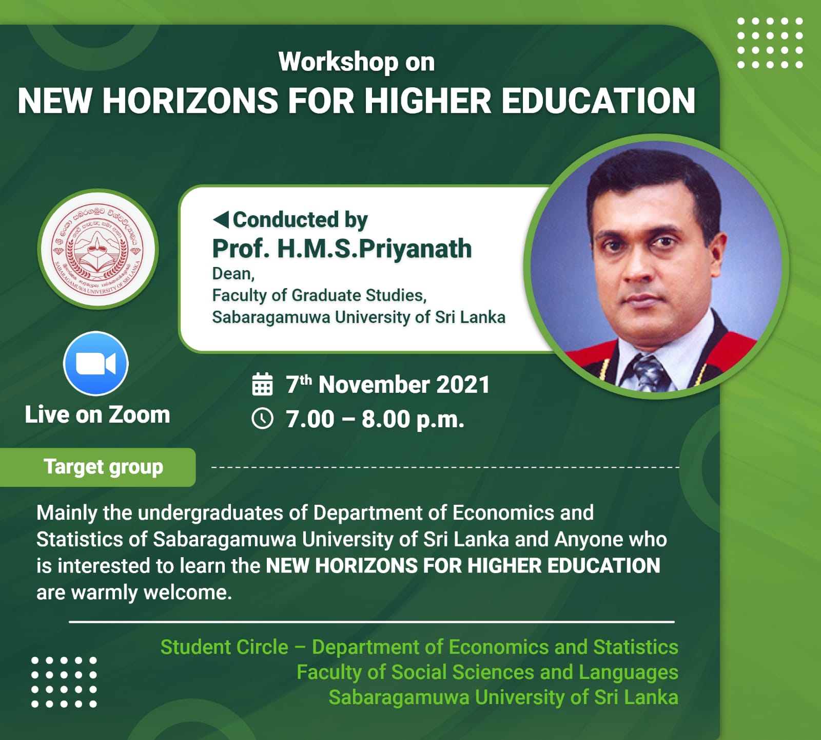 Workshop on New horizons for higher education