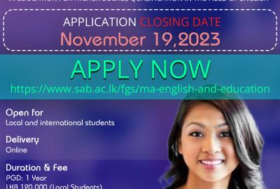MA/PGD in English & Education 2024 - ADMISSIONS OPEN