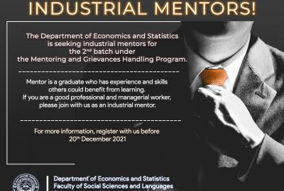 Calling for Industrial Mentors - Mentoring and Grievances Handling Program, Department of Economics and Statistics