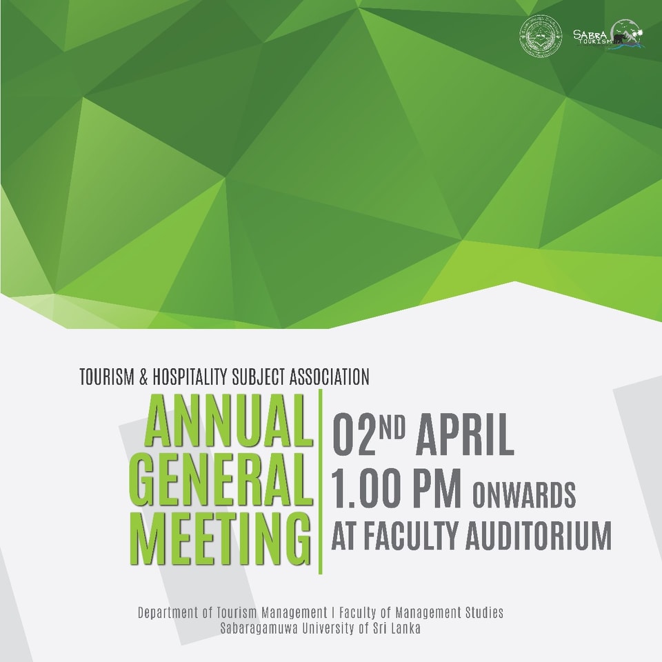 The Second Tourism & Hospitality Subject Association's Annual General Meeting!