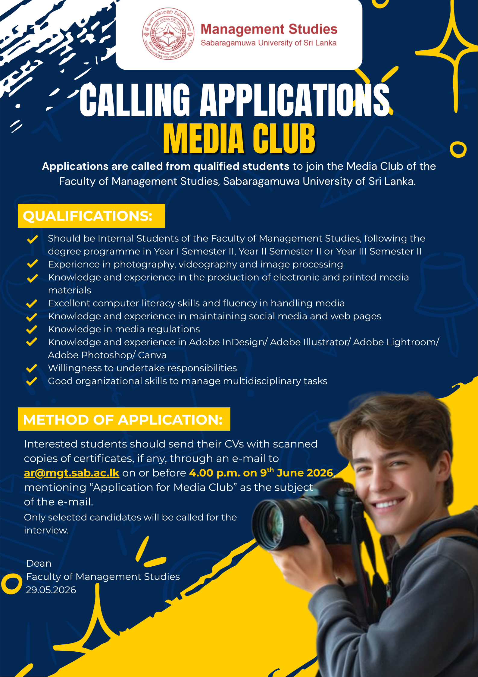Calling for Applications for Media Club