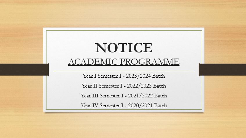 NOTICE  ACADEMIC PROGRAMME