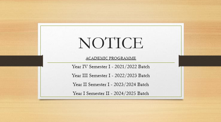 NOTICE  ACADEMIC PROGRAMME