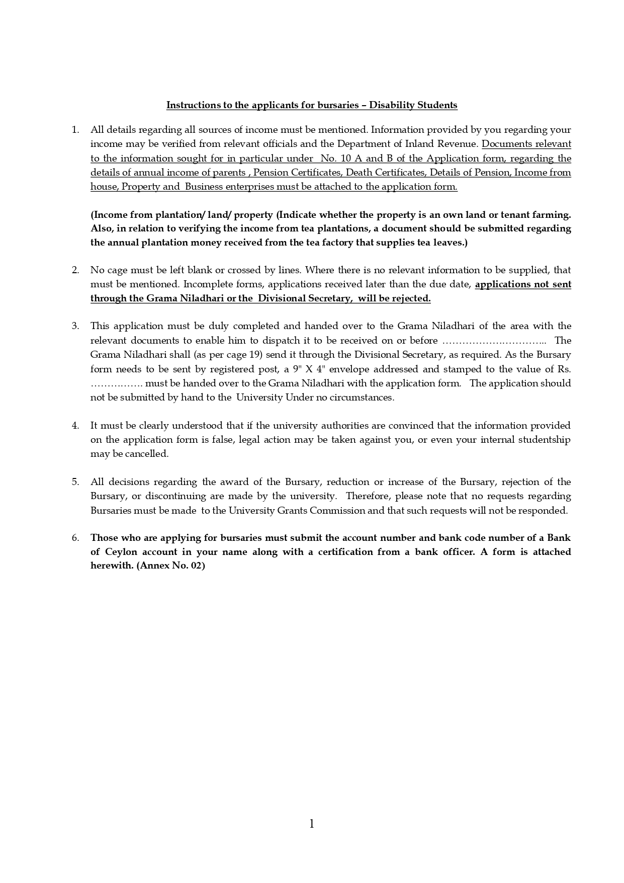 Bursary Application For Disability Students