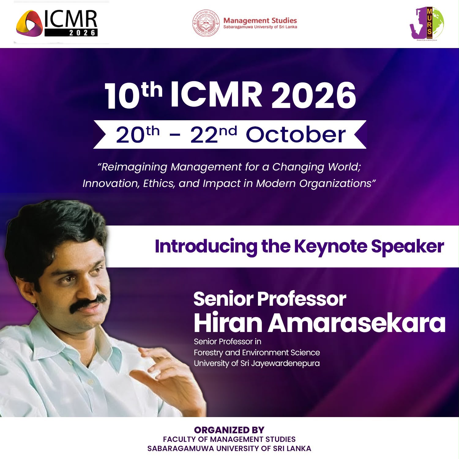 Keynote Speaker at the 10th Interdisciplinary Conference of Management Researchers (ICMR 2026)