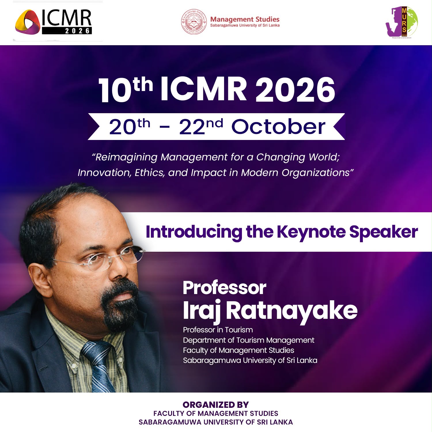 Keynote Speaker at the 10th Interdisciplinary Conference of Management Researchers (ICMR 2026)