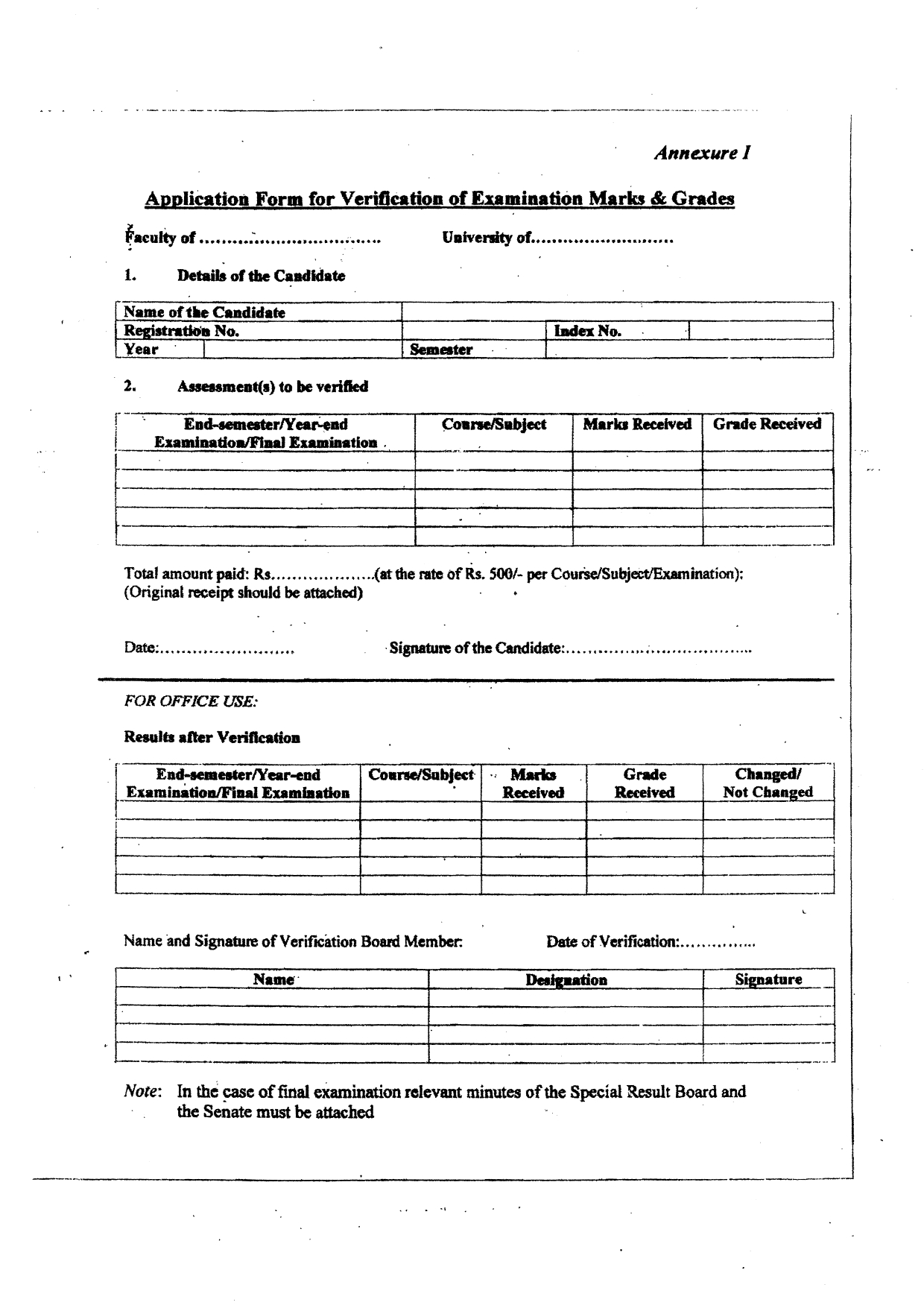 NOTICE:  RE-SCRUTINIZATION OF MARKS AND GRADES