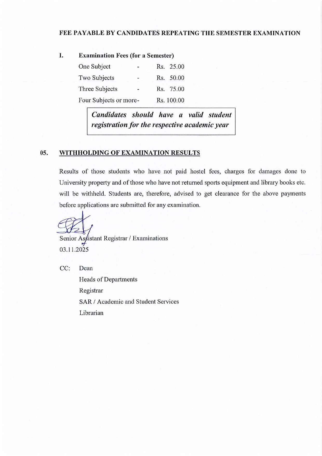 Calling Exam Applications