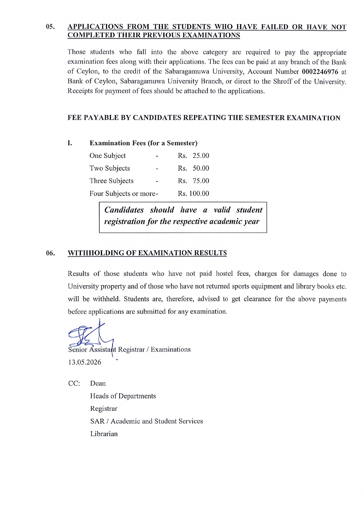 Calling Examination Applications