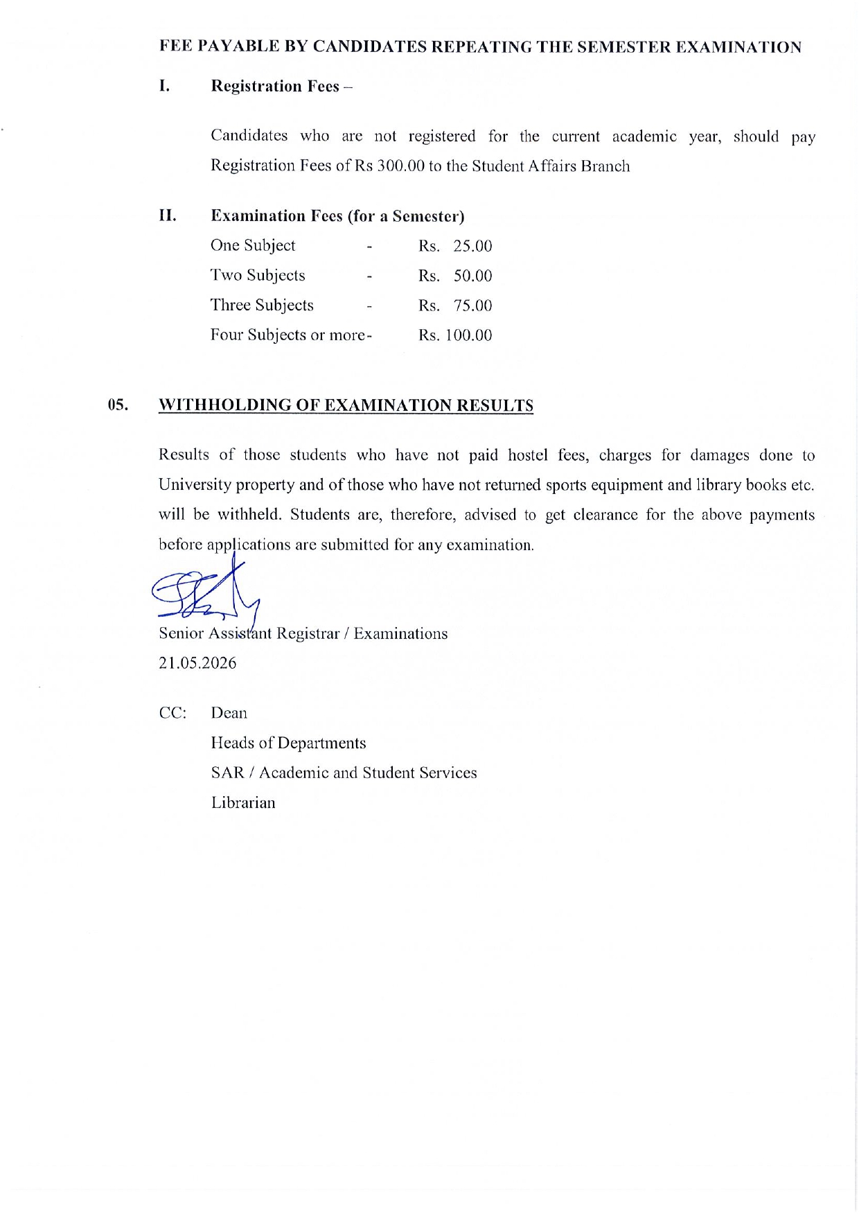 Calling Examination Applications