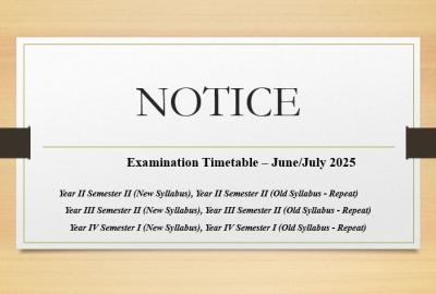 Examination Time Table – June/July 2025
