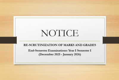NOTICE : RE-SCRUTINIZATION OF MARKS AND GRADES
