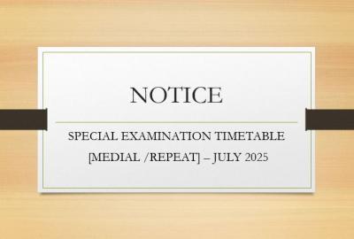 SPECIAL EXAMINATION TIMETABLE