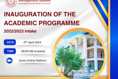 the Inauguration Ceremony of the Academic Programme for the Faculty of Management Studies