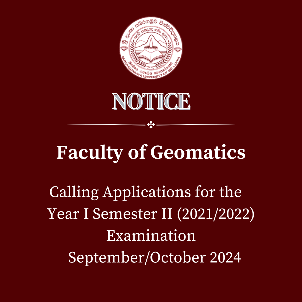 Calling Exam Applications - Year I Semester I (2021/2022) Examination for Faculty of Geomatics - September/October 2024