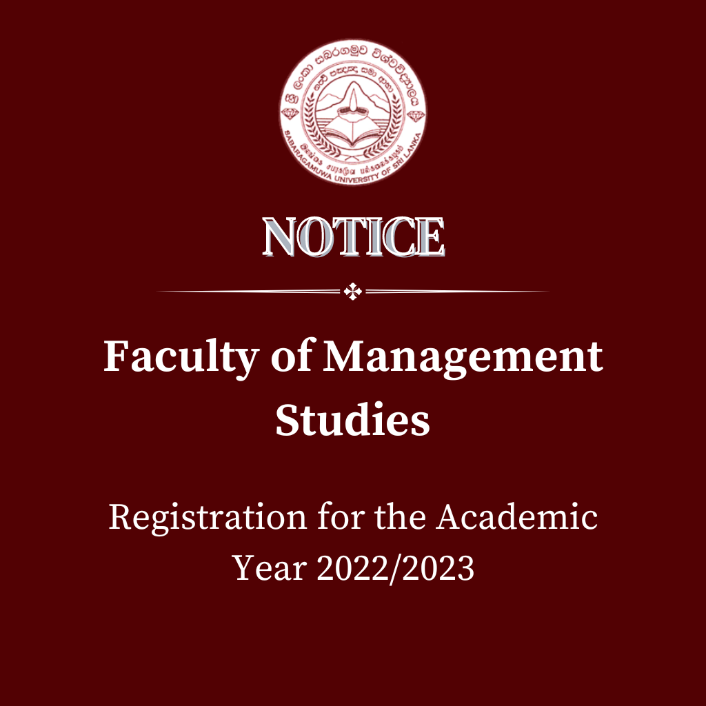 Registration for the Academic Year 2022/2023 - Faculty of Management Studies