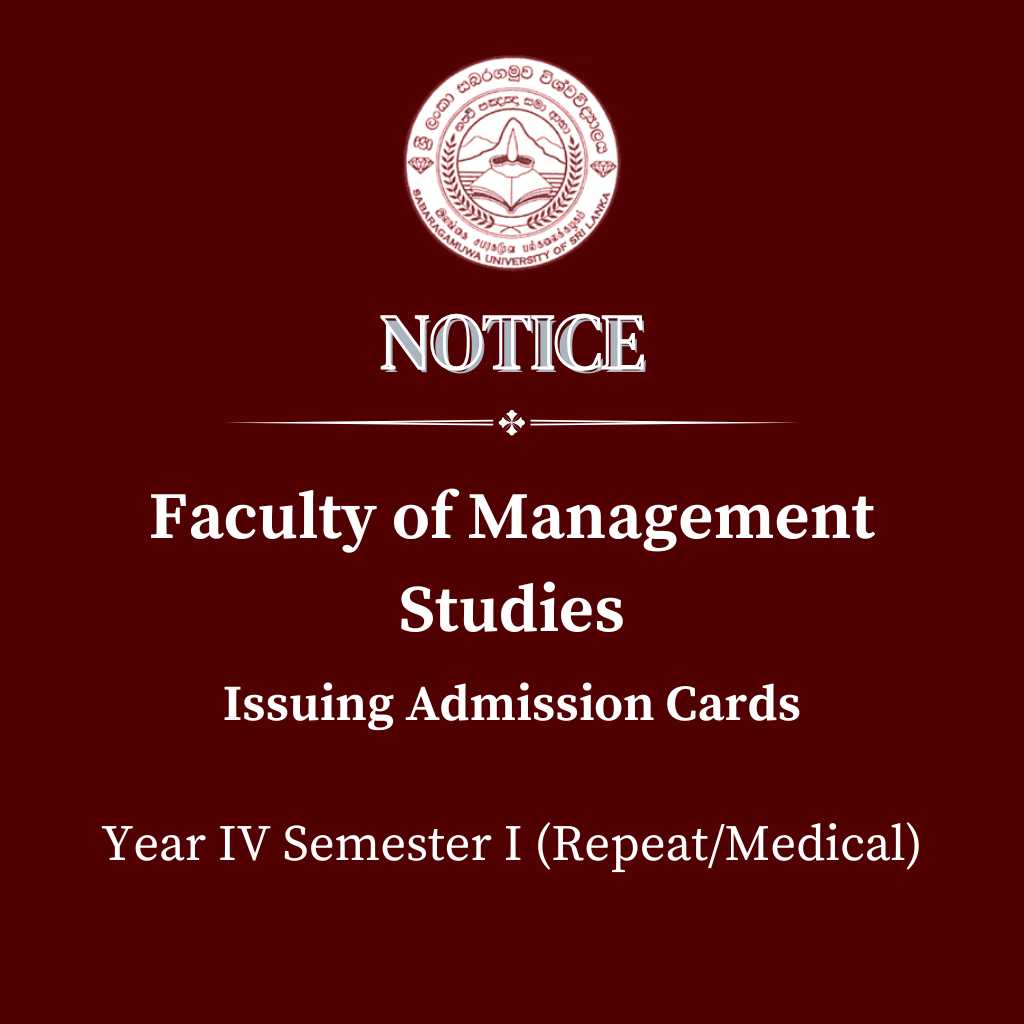 Cards Year IV Semester I (Repeat and Medical) - Faculty of Management Studies