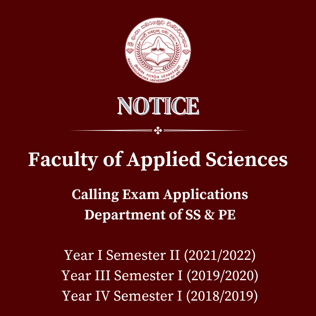 Calling Exam Applications Department of SS & PE Year I Semester II (2021/2022) Year III Semester I (2019/2020) Year IV Semester I (2018/2019)