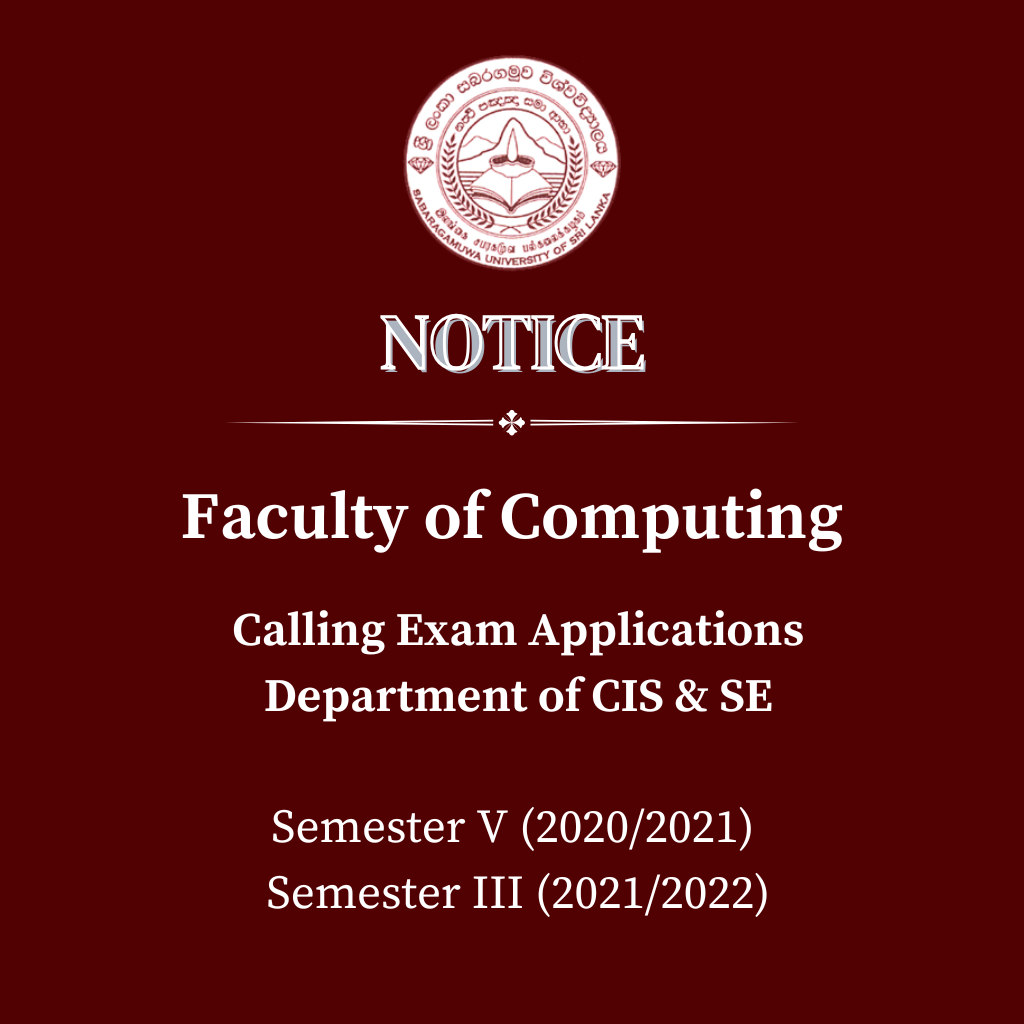 Calling Exam Applications Department of CIS & SE Semester V (2020/2021) Semester III (2021/2022) - Faculty of Computing